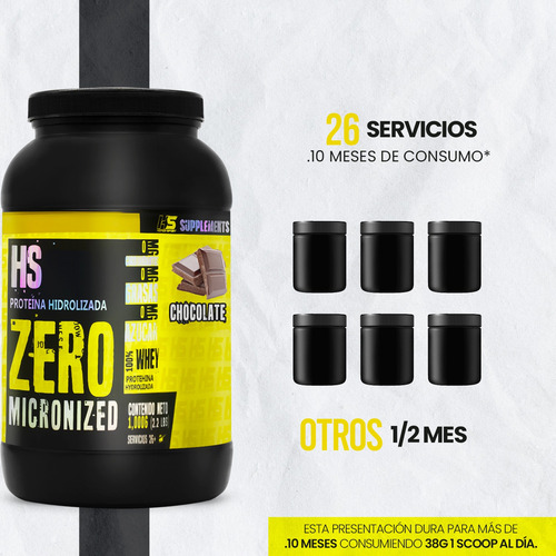 Proteína Whey Hidrolizada Zero Hs 1 Kg Sabores Hiper Sport Chocolate