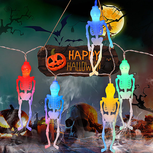 Cadena De Luces Para Halloween, 10 Led, Con Pilas, Fiesta