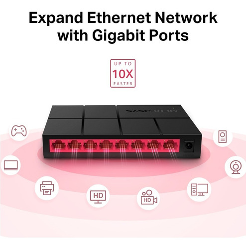 Switch 8 Puertos Mercusys 10/100/1.000 Mbps