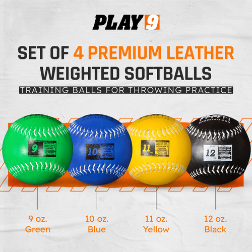 Play 9 Softball Con Peso Para Lanzamiento (juego De 4 Cueros