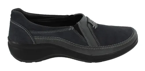 Zapato Dama Flexi 19303 Mocasin Elastico Empeine Azul Gamuza