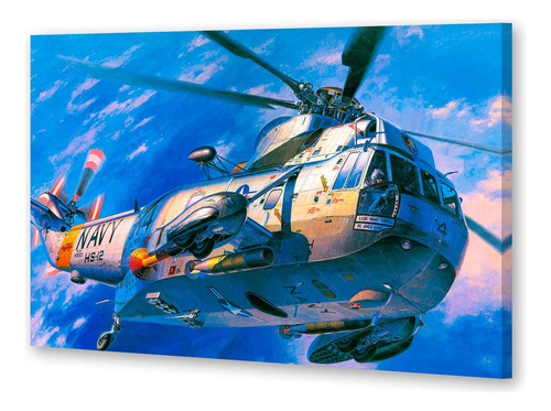 Cuadro 16x24cm Helicoptero Dibujo Ilustracion Cielo