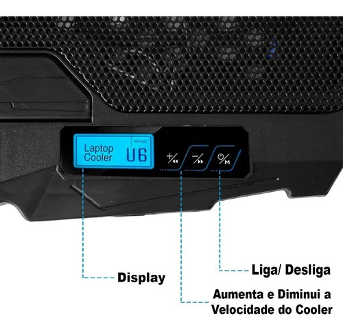 Imagem 3 de 7 de Base Suporte Cooler Para Notebook 17 Led 4 Coolers Dx-006
