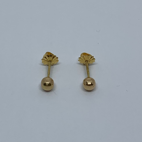 Aros Abridor Para Bebé De Oro 18k Bolita N2