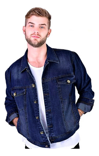 Campera Jean Hombre Rígida Clásico Azul Talles Especiales