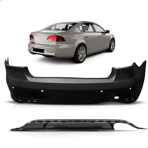 Parachoque Traseiro Furo Sensor + Spoiler Passat 2011 A 2014