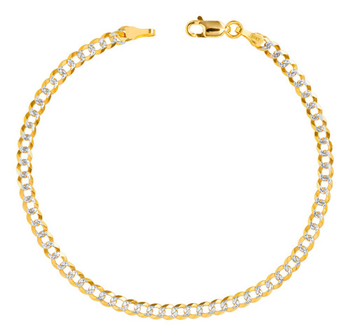 Pulso Pulsera Barbada Diamantada Cuban 4mm 18cm Oro10k Italy Diámetro 6 cm Largo 18 cm