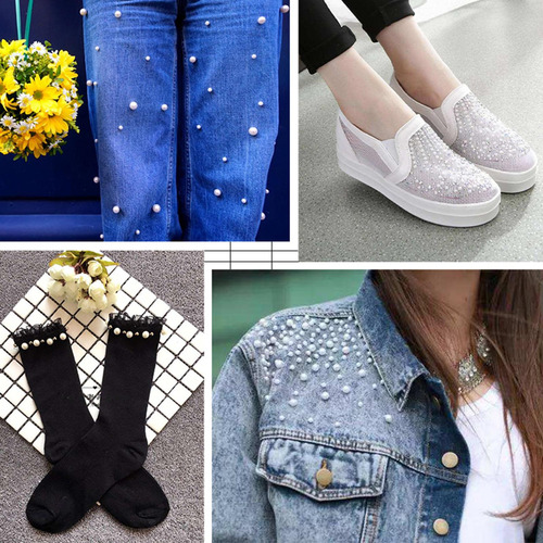 4 Cuentas De Perlas De Imitación Sin Agujeros, Gris