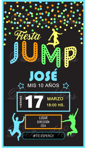 Jump Saltos Invitación Digital Tarjeta Cumpleaños Whatsapp 