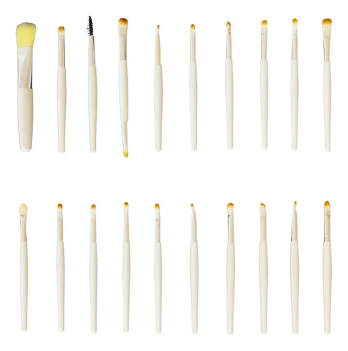 Brochas De Maquillaje Kit 20 Pzs Para Maquillaje Profesional Blanco