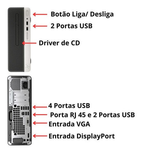 Cpu Pc Desktop 400 G4 Hp I7 6ª Geração 8gb Ssd 240