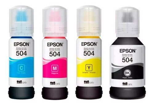 Kit 4 Tintas Epson Originales T504, N, C, M, A