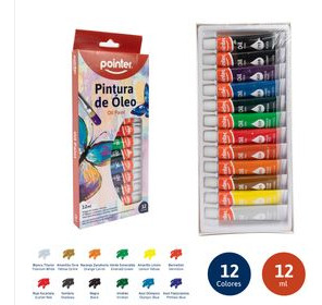 Pintura Al Óleo X12 Colores 12ml Pointer Mayor Y Detal 