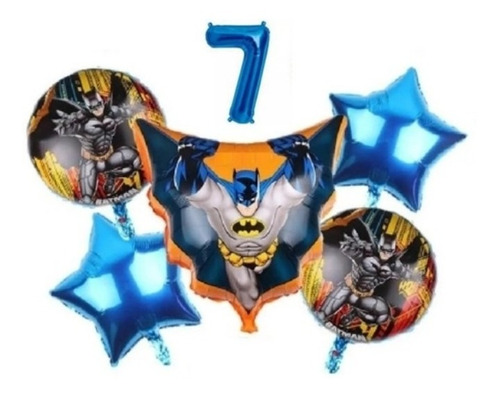 Set De Globo Batman Bouquet Decoración Fiesta Pcs X 6 