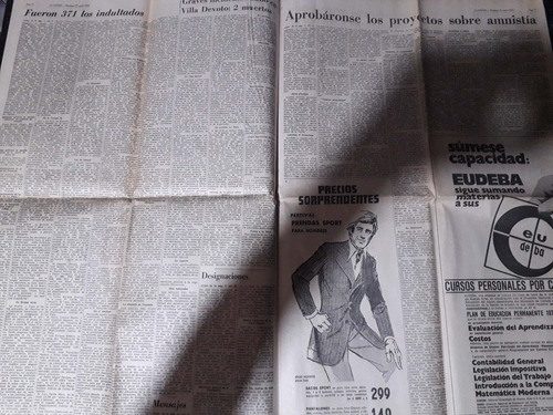 Diario La Nación 27 5 1973 Ley De Amnistía Campora Allende (Usado)