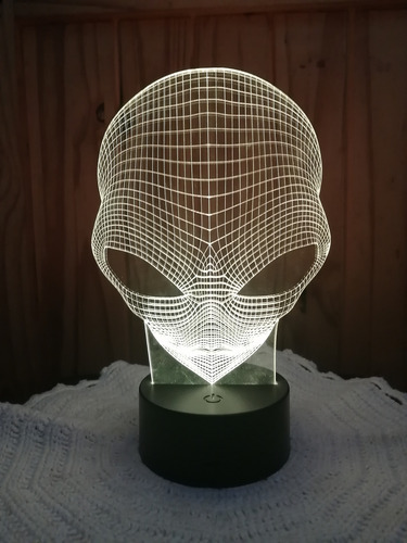 Lampara Led Ilusión 3d Cara De Alien 7 Colores Marcianeke
