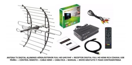 Tdt Sistema Digital Antena Y Receptor 50 Canales Hdm/rca/usb