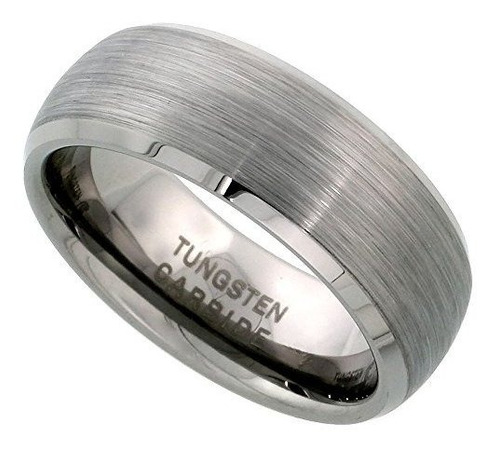 Anillo De Bodas De Tungsteno 8 Mm Con Bordes Biselados.