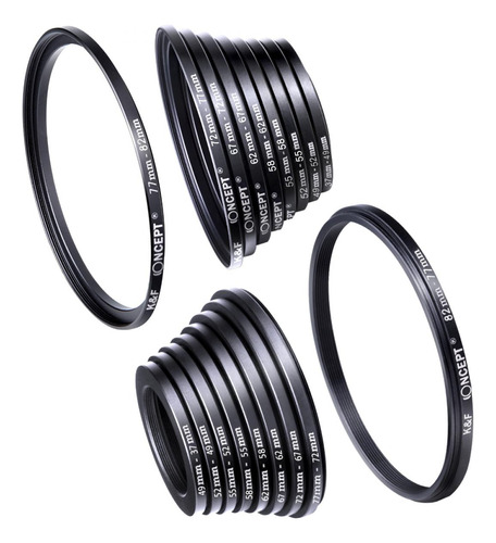 Adaptadores Para Filtros 18 Pcs 37-82 Mm Step Down Step Up