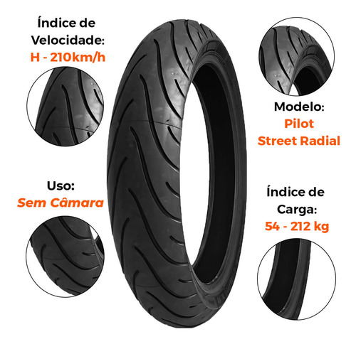 Pneu Fazer 250 Fz25 Dianteiro 110/70-17 Sem Camara Michelin
