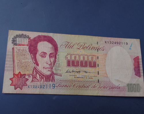 Billete Venezuela 1000 Bolívares  Febrero 5 1998