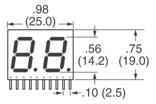 Por 5und Modulo Display 7 Segmentos Doble Digito Anodo Comun