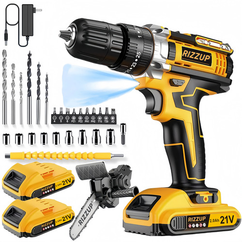 Kit Taladro Desatornillardor Inalambrico Electrico 2 Batería