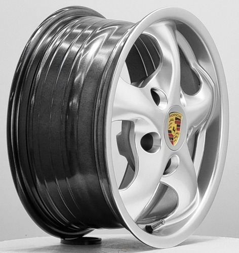 Jogo De Rodas Aro 15 5x130 Porsche Twist Raw Fusca Brasilia Cor Hyper Prata 5x130