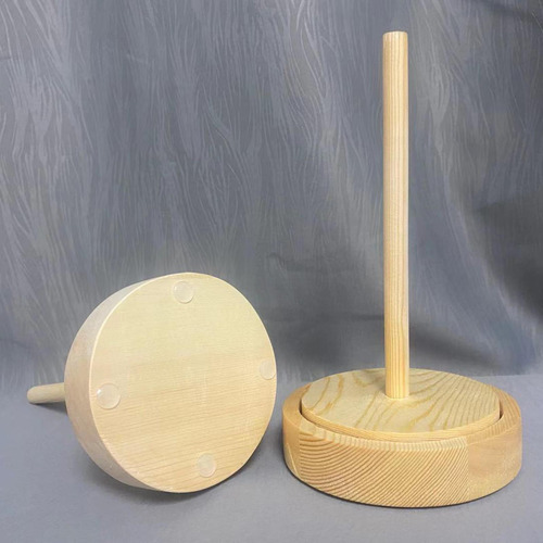 Soporte De Carrete De Hilo Giratorio De Madera Fácil De