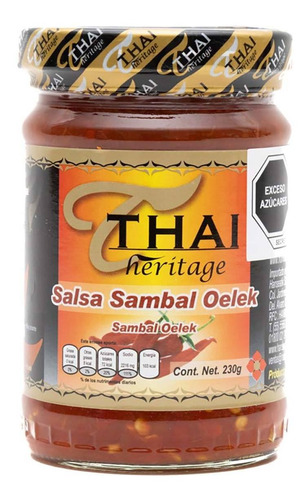 Salsa Sambal Oelekbotella De Vidrio Thai Heritage Tailandia 230 G