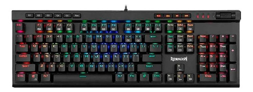 Teclado gamer Redragon Vata Pro K580RGB-PRO QWERTY Outemu Brown español latinoamérica color negro con luz RGB