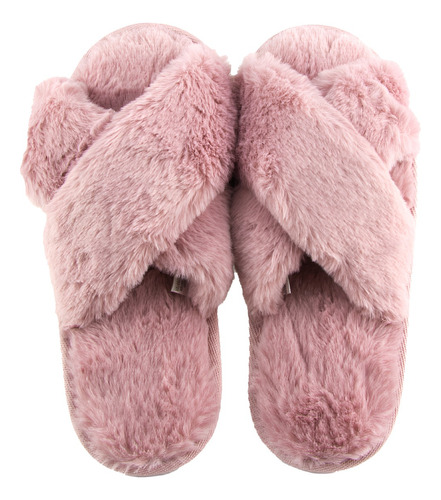 Pantuflas Dama Mujer Peluche Cruzadas Viscoelástica 36 - 39