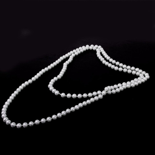 Collar Largo Con Cadena Tipo Suéter Con 2 Perlas De Imitació