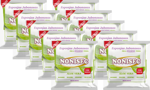 Nonisec Esponja Jabonosa Baño Seco Aloe Vera X 100u