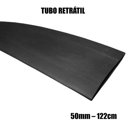 Espaguete Tubo Termo Retrátil Adesivado Cola 50mm 122cmpreto Cor Preto