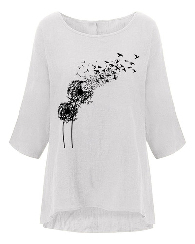 Blusa De Playa Holgada De Algodón De Talla Grande Para Mujer