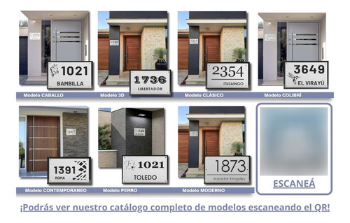 Imagen 2 de 5 de Placa Acero Inoxidable Número Frente De Casa Dirección