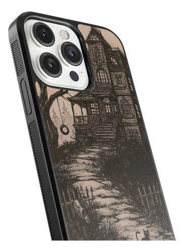 Case Funda Para iPhone Casa Embrujada Gato Negro Terror