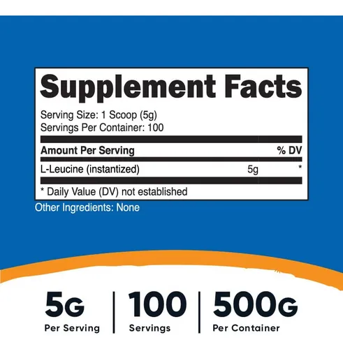 Suplemento Nutricost De L-leucina Pura En Polvo, 500 G