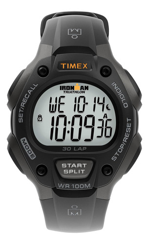 Reloj Timex T5e901 Ironman Classic 30 De 38 Mm De Tamaño Color de la correa Negro Color del bisel Negro Color del fondo Gris