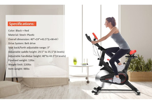 Bicicleta Estática Sensor Frecuencia Cardíaca Y Pantalla Lcd