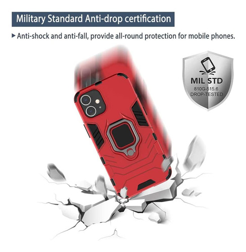 Funda Uso Rudo Carcasa Para Oppo A57/a77+mica Rojo Oppo A57 4g/5g/ A77 4g/5g/ A57e 4g / A57s 4g