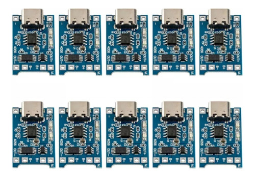 Modulo Carga Tipo C Bateria De Litio Tp4056 18650 10 Piezas.