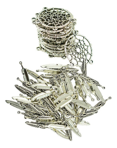 120 Plumas De Plata Y Charms Colgantes Diy Jewelry Finding