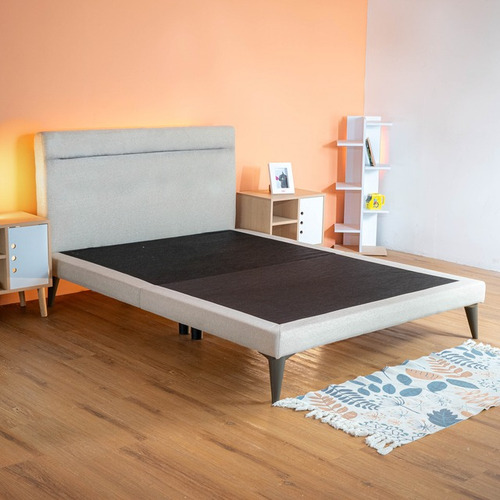 Cama King Size Danita, Base Armable Con Cabecera Roomi Color Beige Danita