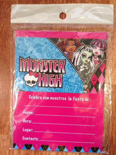 Tarjetas De Invitación De Monster High Paquete 10 Unidades