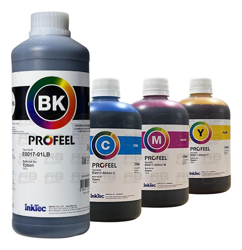 1 Litro Black + 3 X 500ml Color Tinta Corante Inktec Profeel