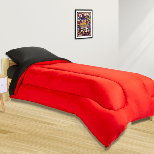 Acolchado Liso 1 Plaza Fidelna Reversible Abrigado Invierno 