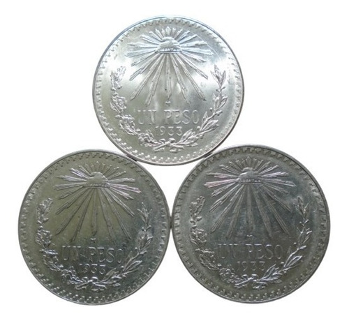 México 1 Peso Resplandor 1933 Plata Ley 0.720