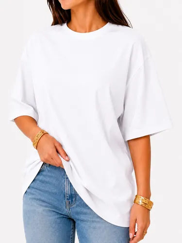 MLB 7264395966 T Shirt Oversized Blusa Feminina Basica Dia A Dia JM
